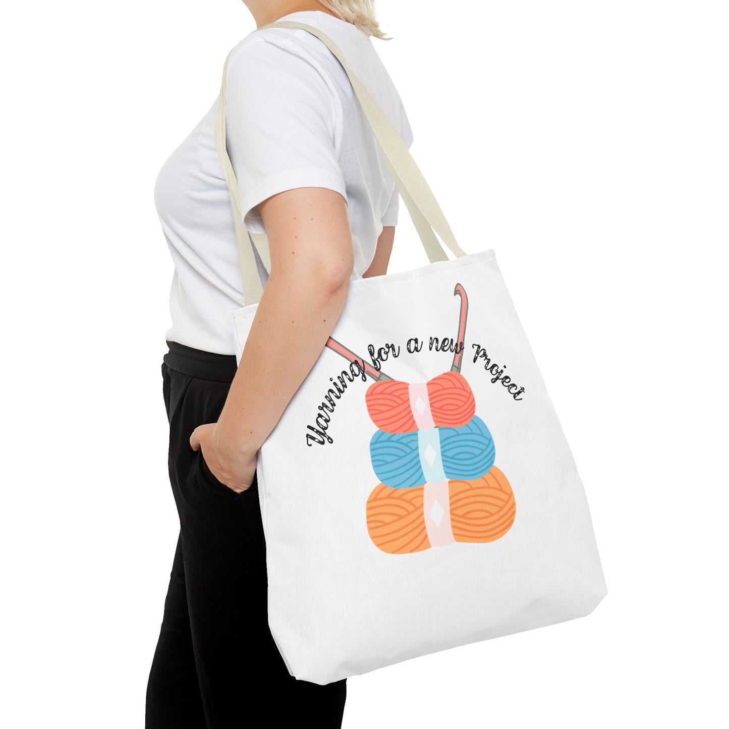 Crochet Lover's Tote Bag, Yarn Project Bag, Knitting Gift, Craft Tote, Cute Yarn Bags, Yarn Storage for Crafters