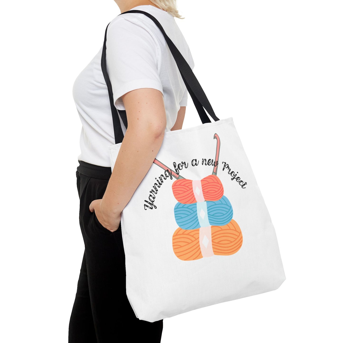 Crochet Lover's Tote Bag, Yarn Project Bag, Knitting Gift, Craft Tote, Cute Yarn Bags, Yarn Storage for Crafters