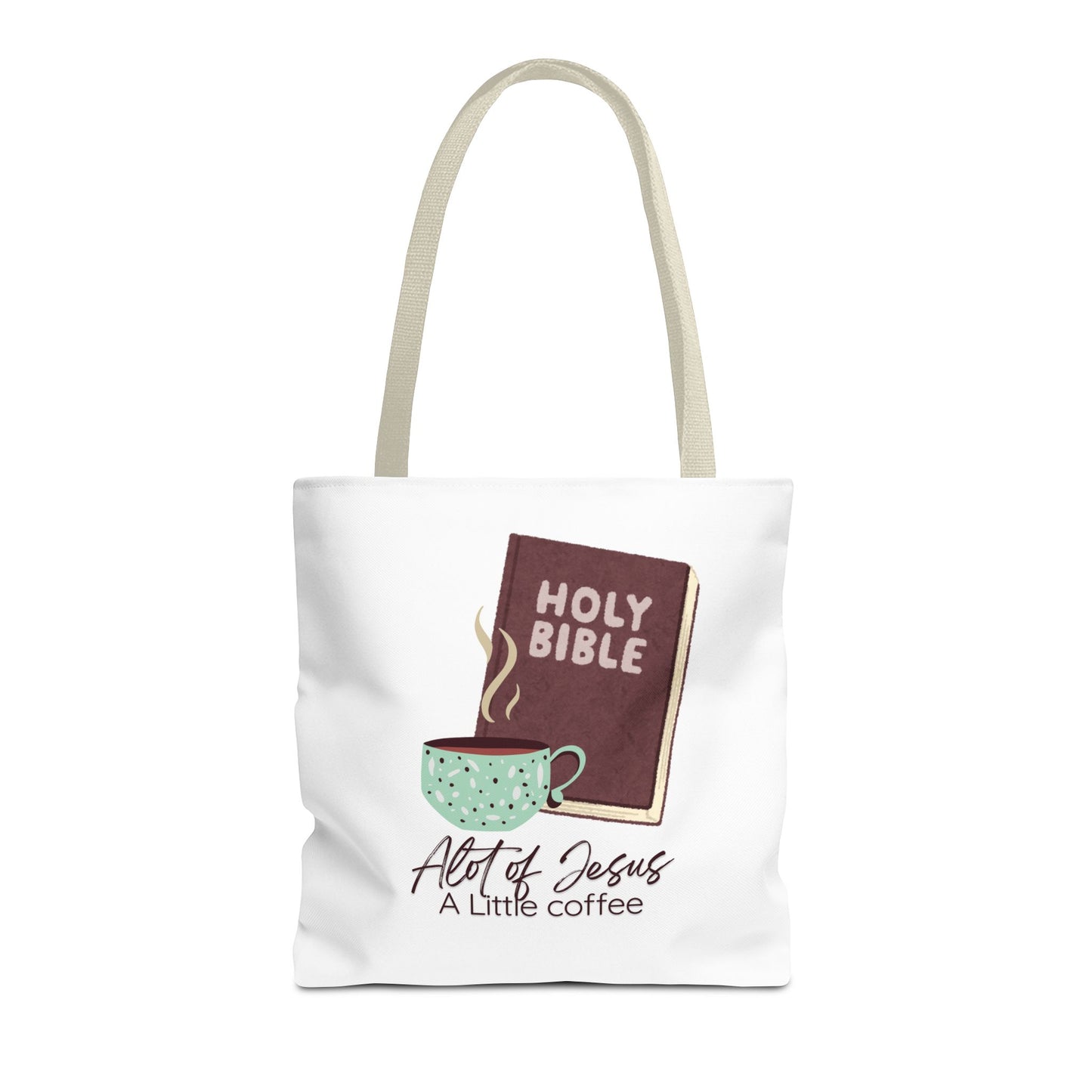 Faith-Inspired Tote Bag - "A Lot of Jesus, A Little Coffee" - Perfect for Church, Gifts, Everyday Use, Bible Study, Christians