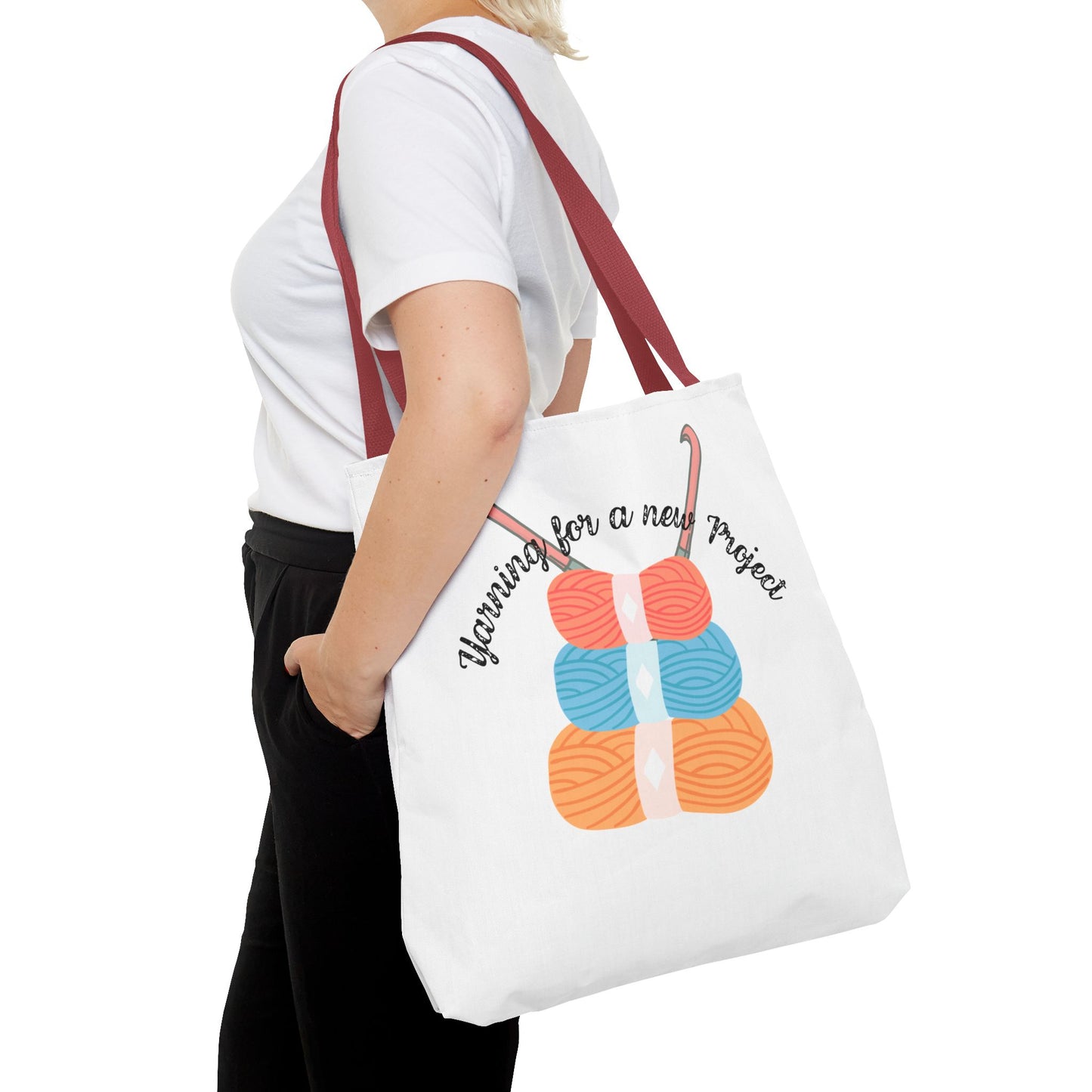 Crochet Lover's Tote Bag, Yarn Project Bag, Knitting Gift, Craft Tote, Cute Yarn Bags, Yarn Storage for Crafters