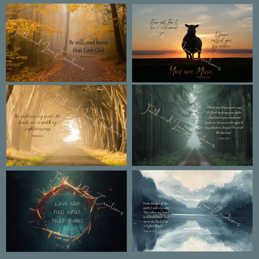 6‑Pack Scripture Wall Art Bundle Christian Printable Art Bible Verse Landscape Prints Faith Home Decor Digital Download Inspirational Christian Decor