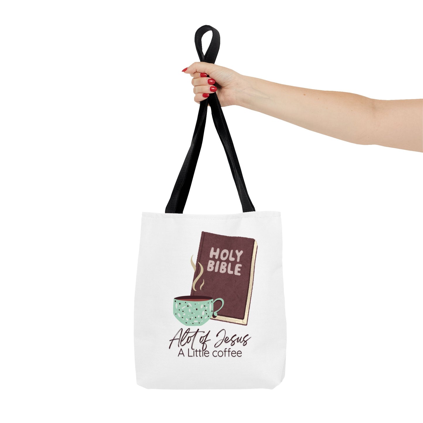 Faith-Inspired Tote Bag - "A Lot of Jesus, A Little Coffee" - Perfect for Church, Gifts, Everyday Use, Bible Study, Christians