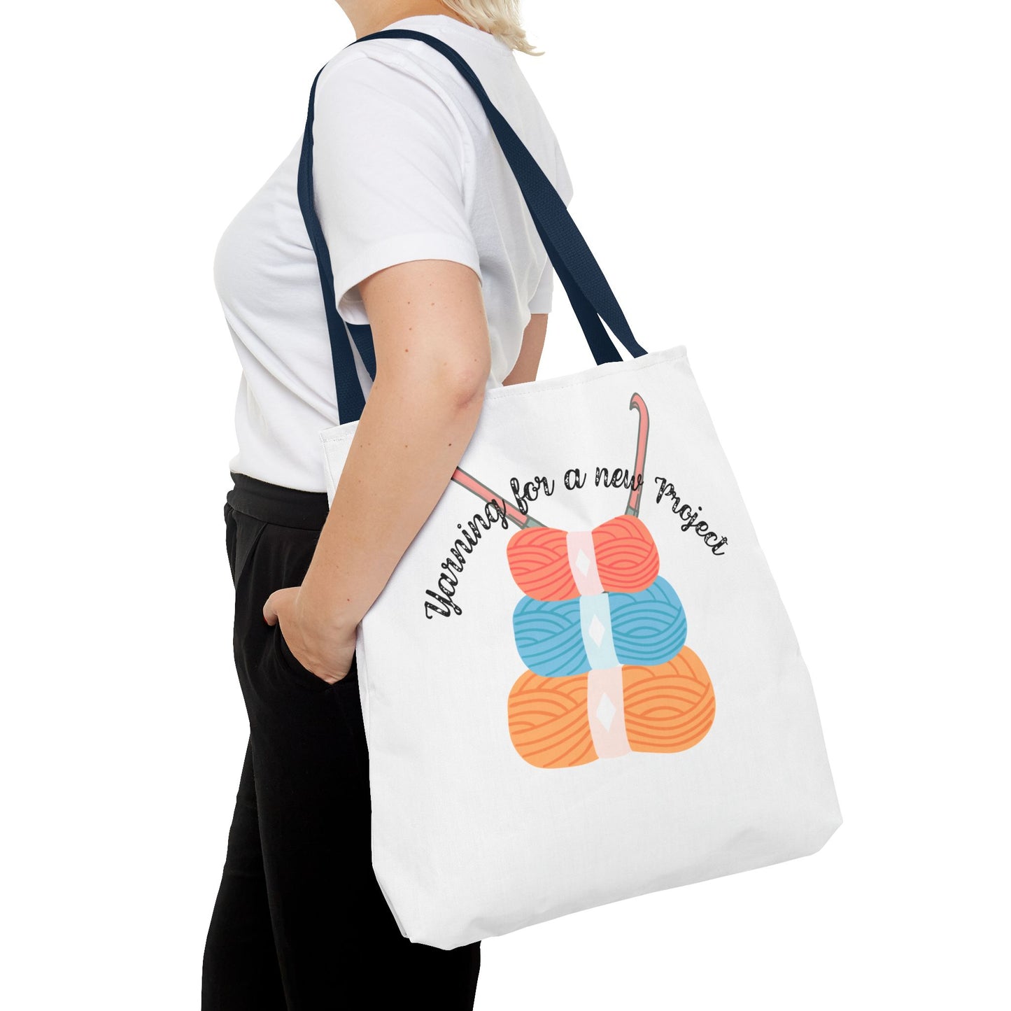 Crochet Lover's Tote Bag, Yarn Project Bag, Knitting Gift, Craft Tote, Cute Yarn Bags, Yarn Storage for Crafters
