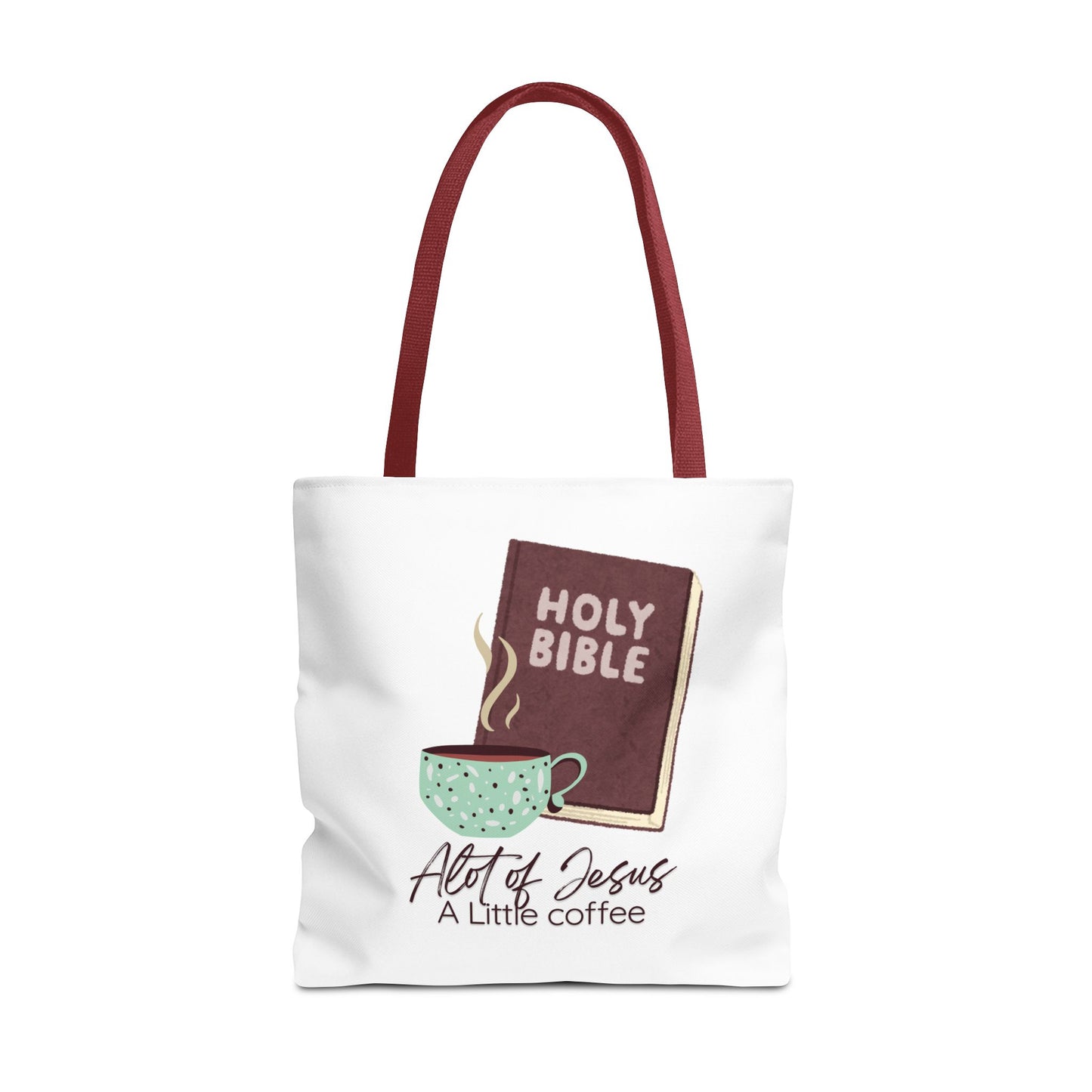 Faith-Inspired Tote Bag - "A Lot of Jesus, A Little Coffee" - Perfect for Church, Gifts, Everyday Use, Bible Study, Christians