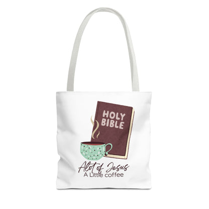 Faith-Inspired Tote Bag - "A Lot of Jesus, A Little Coffee" - Perfect for Church, Gifts, Everyday Use, Bible Study, Christians