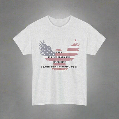 Patriotic Military Kid Tee, Unisex Heavy Cotton Tee, Military Family Gift, Veteran's Day Shirt, Americana Style Tee
