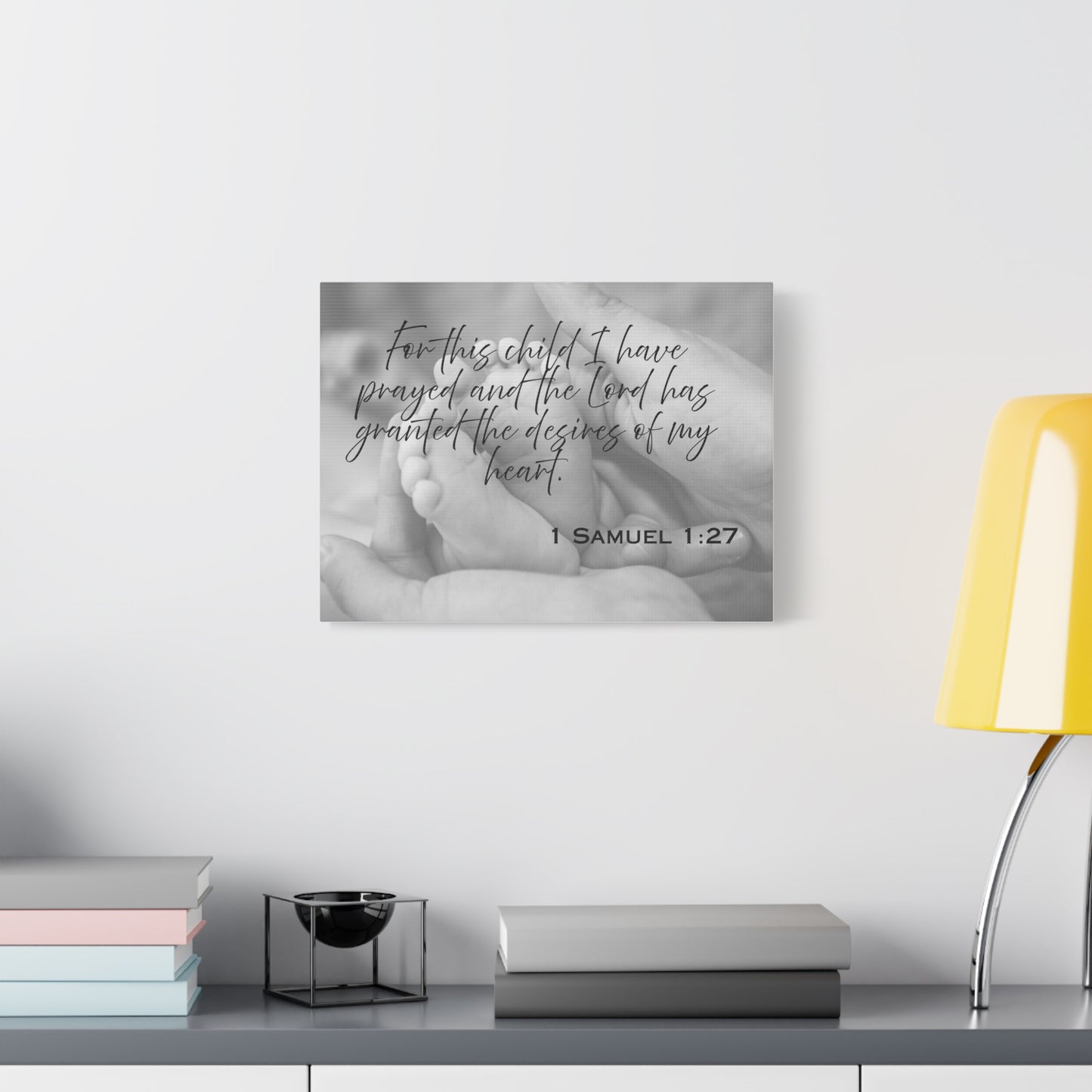 Inspirational Framed Canvas Art - 1 Samuel 1:27 - Faithful Family Decor