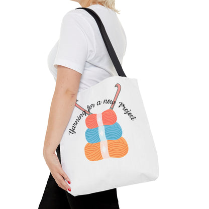 Crochet Lover's Tote Bag, Yarn Project Bag, Knitting Gift, Craft Tote, Cute Yarn Bags, Yarn Storage for Crafters