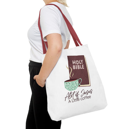 Faith-Inspired Tote Bag - "A Lot of Jesus, A Little Coffee" - Perfect for Church, Gifts, Everyday Use, Bible Study, Christians