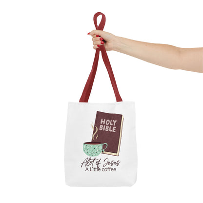 Faith-Inspired Tote Bag - "A Lot of Jesus, A Little Coffee" - Perfect for Church, Gifts, Everyday Use, Bible Study, Christians
