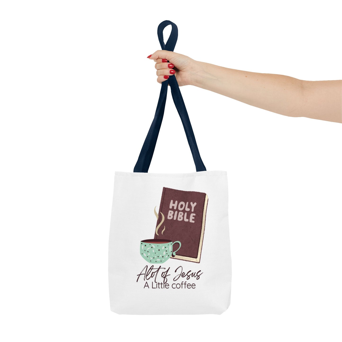 Faith-Inspired Tote Bag - "A Lot of Jesus, A Little Coffee" - Perfect for Church, Gifts, Everyday Use, Bible Study, Christians