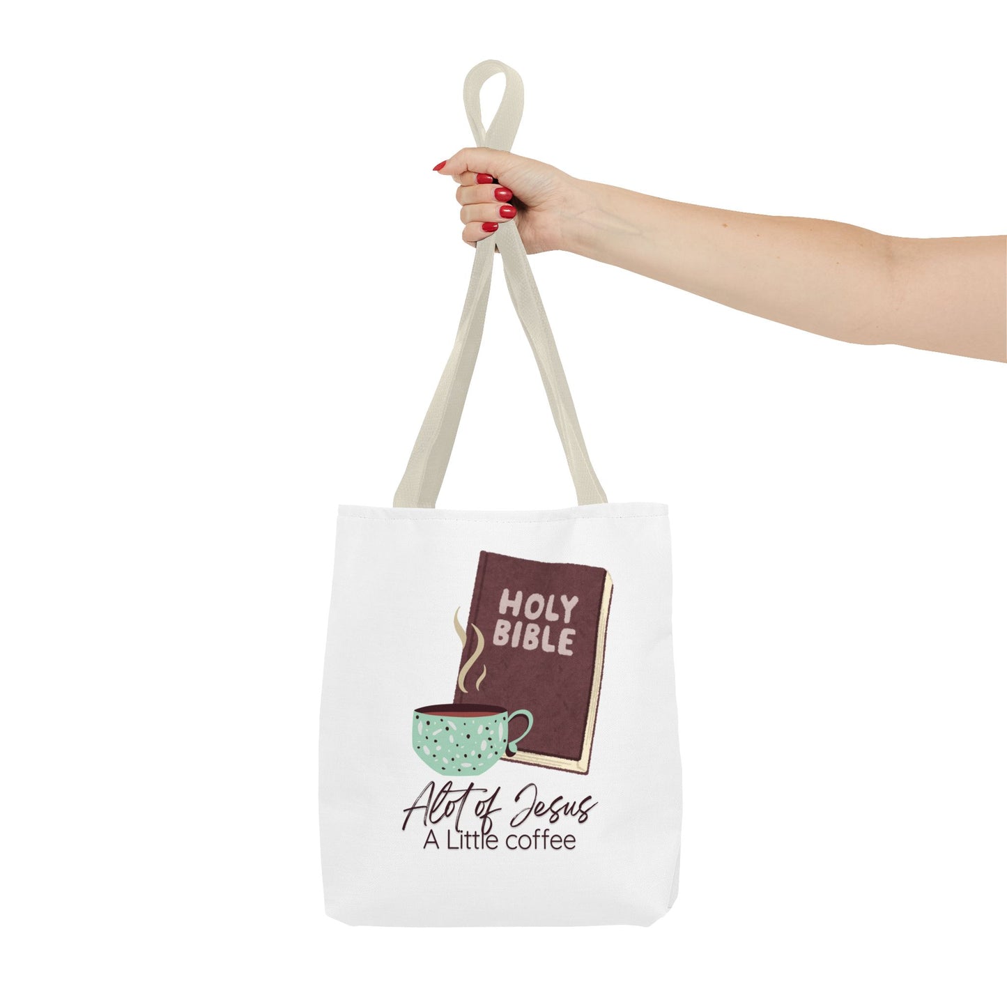 Faith-Inspired Tote Bag - "A Lot of Jesus, A Little Coffee" - Perfect for Church, Gifts, Everyday Use, Bible Study, Christians