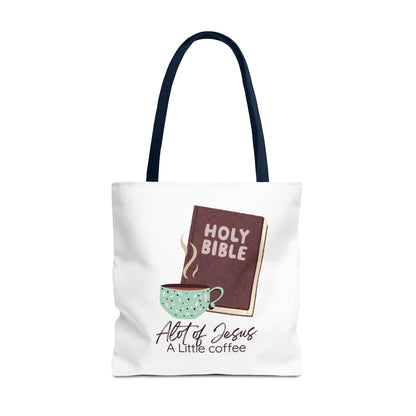 Faith-Inspired Tote Bag - "A Lot of Jesus, A Little Coffee" - Perfect for Church, Gifts, Everyday Use, Bible Study, Christians