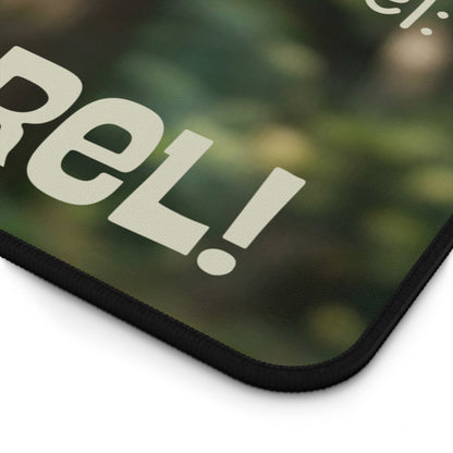 Squirrel 'My Focus Level: SQUIRREL!' Desk Mat — Funny Cute Animal Mousepad