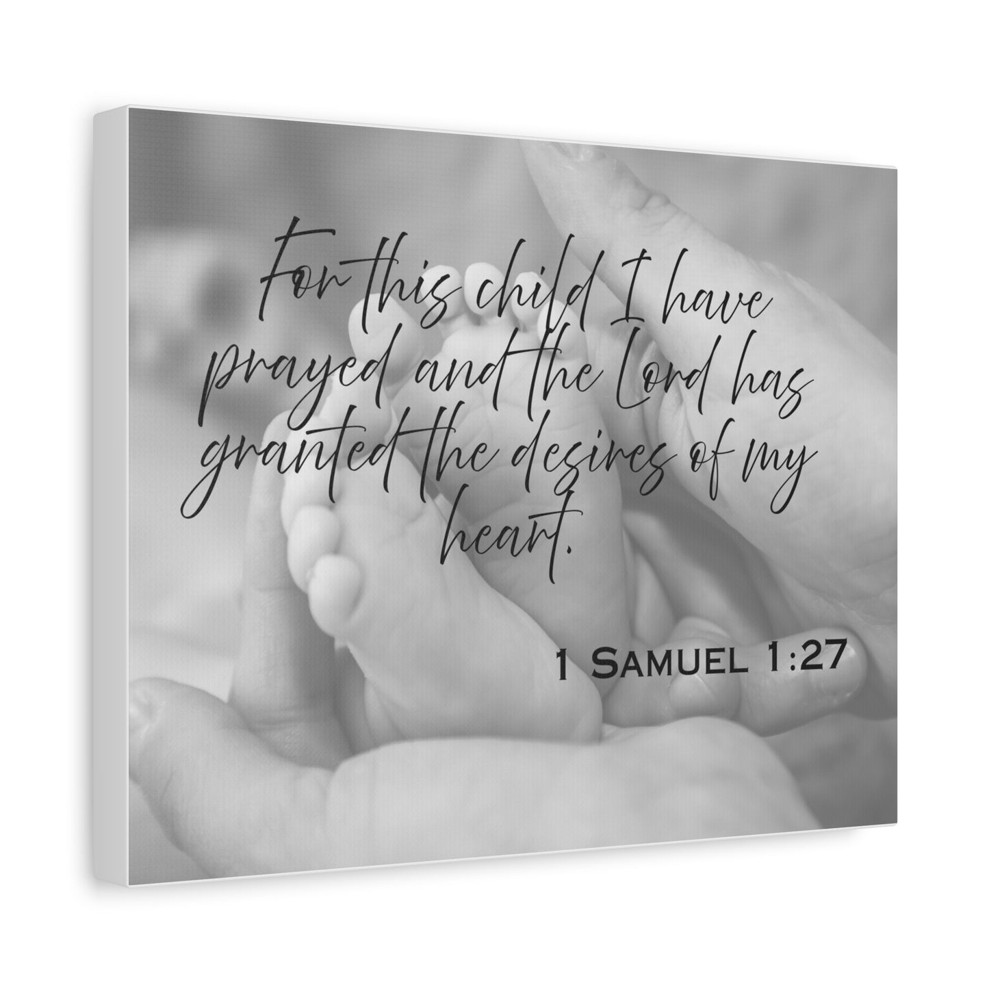 Inspirational Framed Canvas Art - 1 Samuel 1:27 - Faithful Family Decor