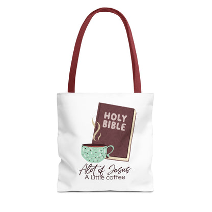 Faith-Inspired Tote Bag - "A Lot of Jesus, A Little Coffee" - Perfect for Church, Gifts, Everyday Use, Bible Study, Christians