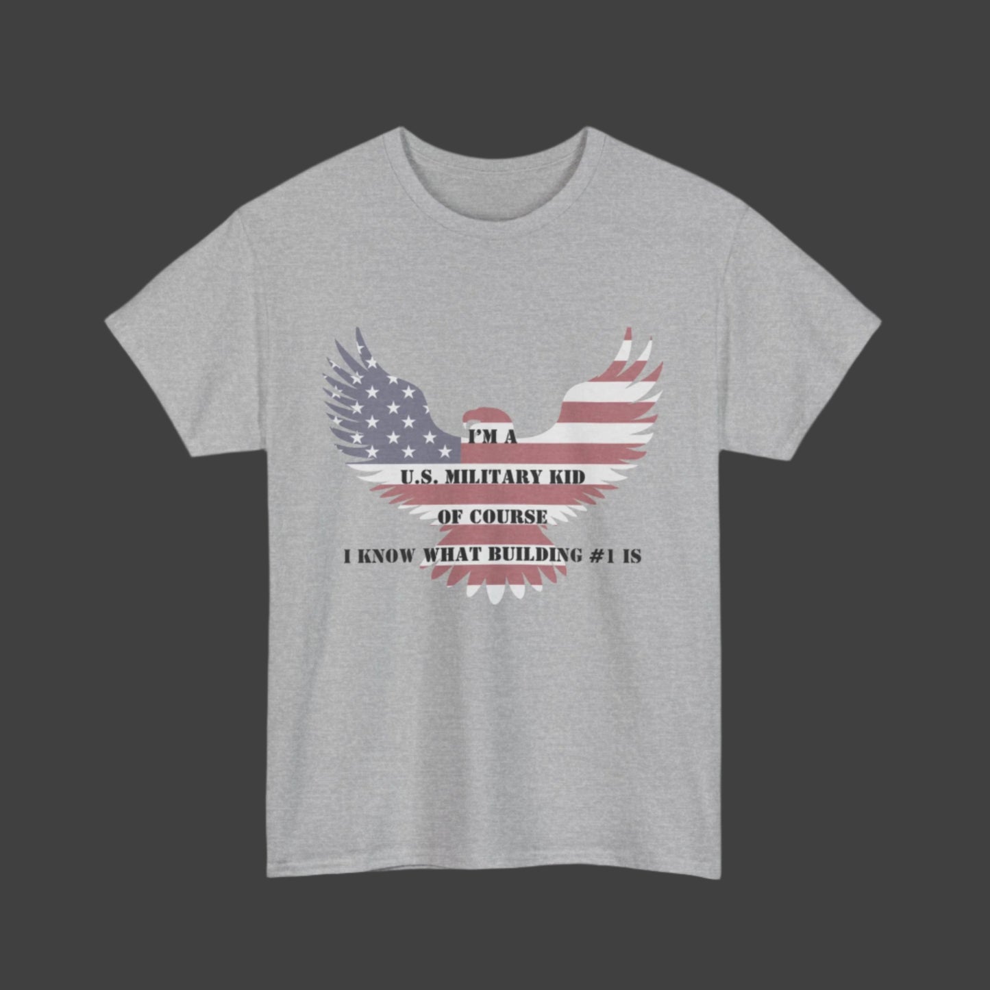 Patriotic Military Kid Tee, Unisex Heavy Cotton Tee, Military Family Gift, Veteran's Day Shirt, Americana Style Tee