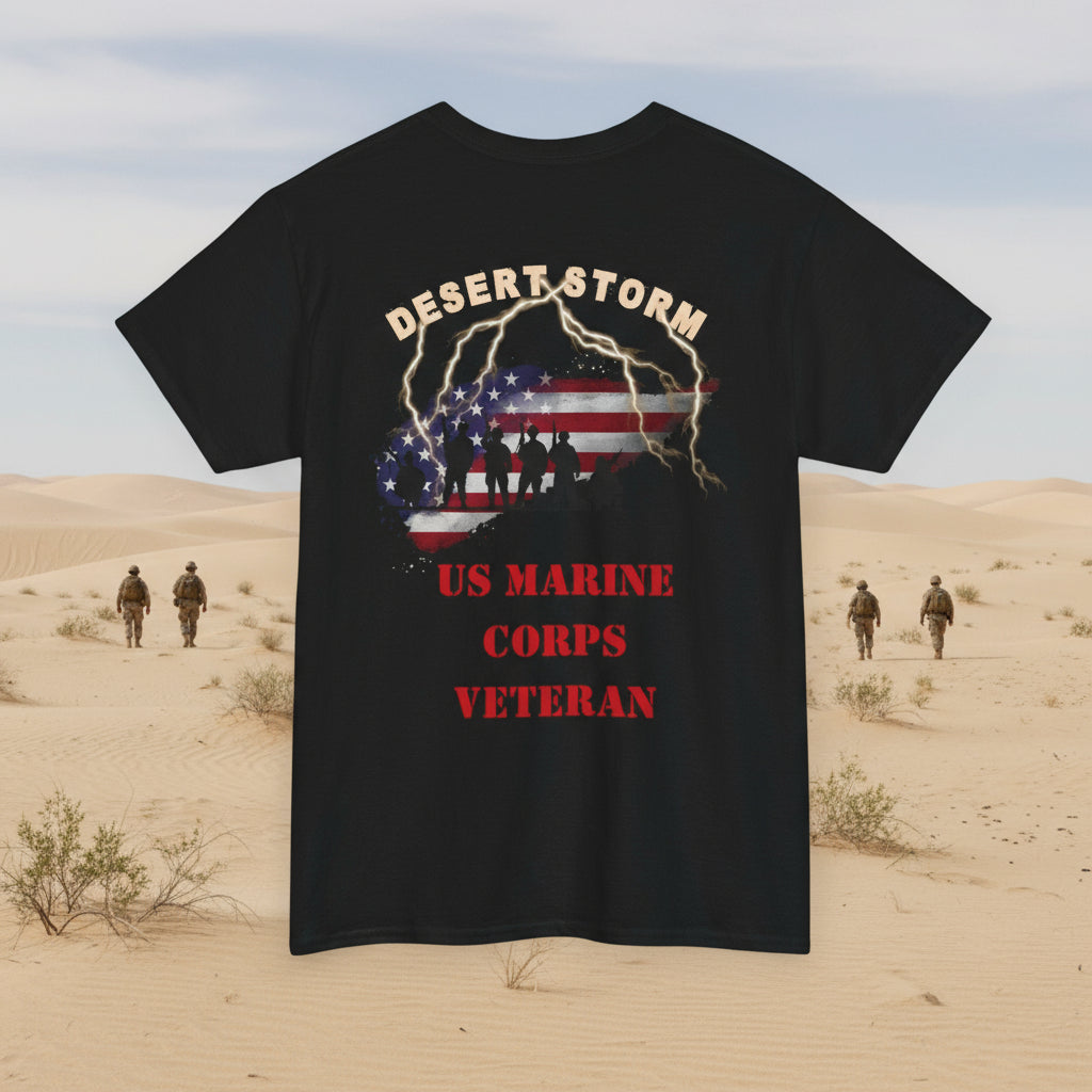 Desert Storm Series Marine Veteran T-Shirt – “I Became the Storm”  Desert Storm Honor Tee