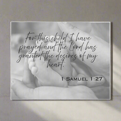 Inspirational Framed Canvas Art - 1 Samuel 1:27 - Faithful Family Decor