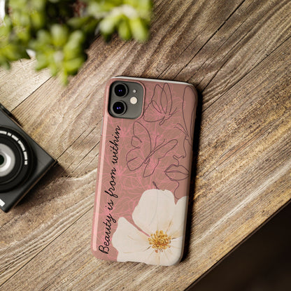 Beauty is from Within, Slim Phone Case, Floral Design, Gift for Her, Cute Phone Accessories, Mother’s Day [...]