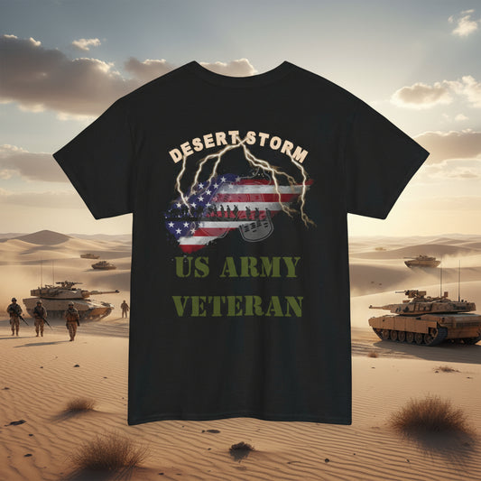 Desert Storm Series Army Veteran T-Shirt – “I Became the Storm”  Desert Storm Edition