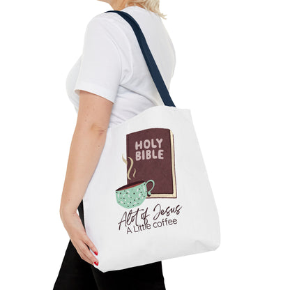 Faith-Inspired Tote Bag - "A Lot of Jesus, A Little Coffee" - Perfect for Church, Gifts, Everyday Use, Bible Study, Christians
