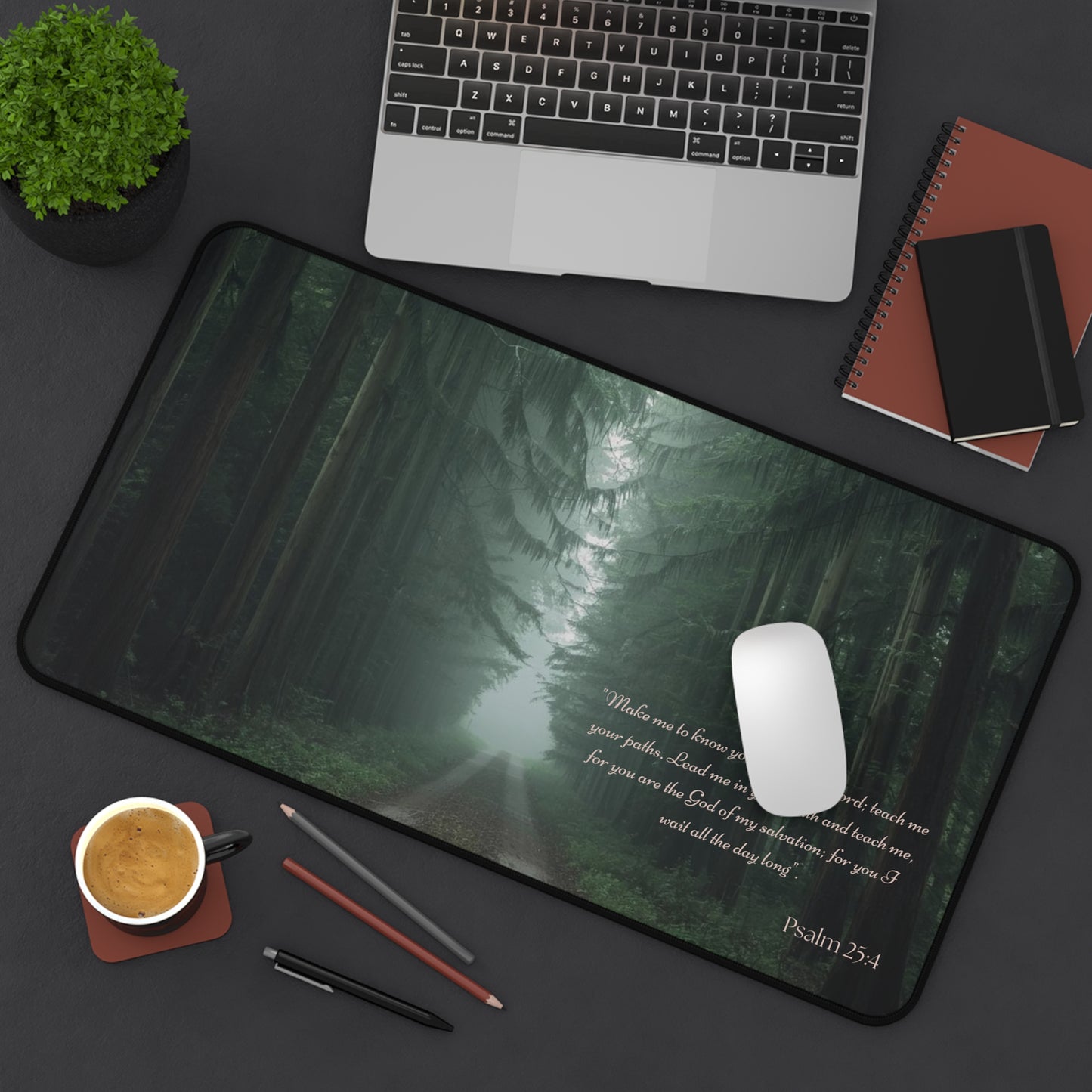 Psalm 25:4 Forest Desk Mat – Guided by Faith