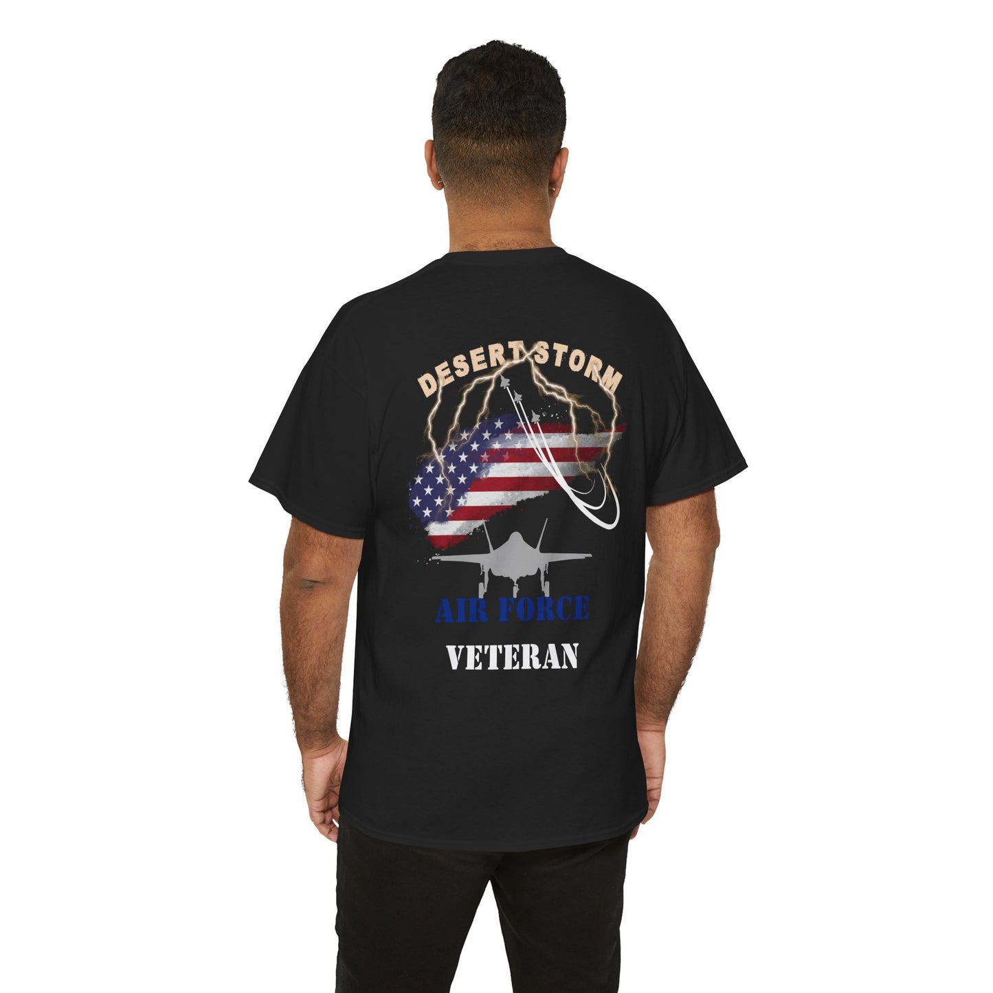 Desert Storm Series Air Force Veteran T-Shirt – “I Became the Storm”  Gulf War Tribute