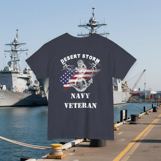 Storm Series Navy Veteran T-Shirt – “I Became the Storm”  Desert Storm Tribute