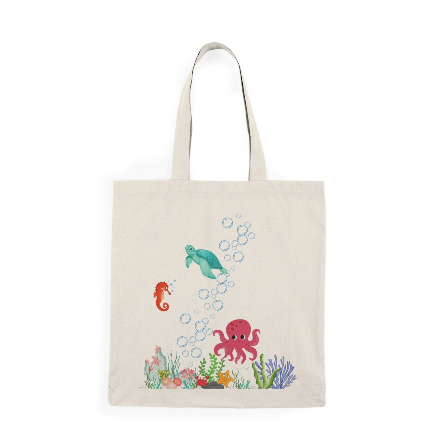 Mightier Than the Waves Christian Tote Bag | Bible Verse Ocean Canvas Bag