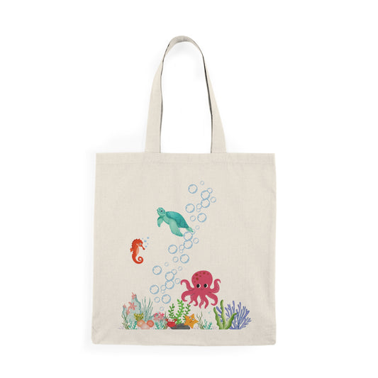 Mightier Than the Waves Christian Tote Bag | Bible Verse Ocean Canvas Bag