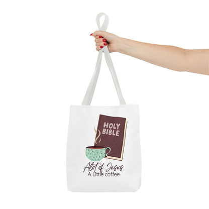 Faith-Inspired Tote Bag - "A Lot of Jesus, A Little Coffee" - Perfect for Church, Gifts, Everyday Use, Bible Study, Christians