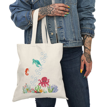 Mightier Than the Waves Christian Tote Bag | Bible Verse Ocean Canvas Bag