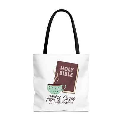 Faith-Inspired Tote Bag - "A Lot of Jesus, A Little Coffee" - Perfect for Church, Gifts, Everyday Use, Bible Study, Christians