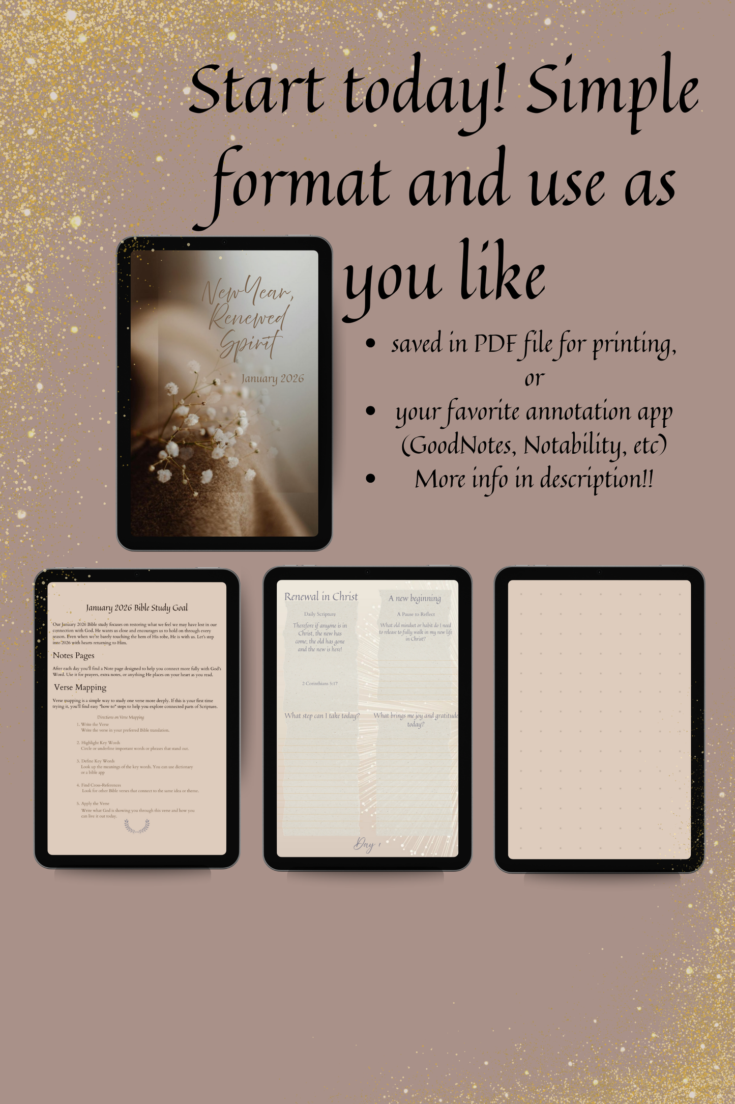 January Renewal Journal – Faith-Based Monthly Planner (Printable + Canva Template)