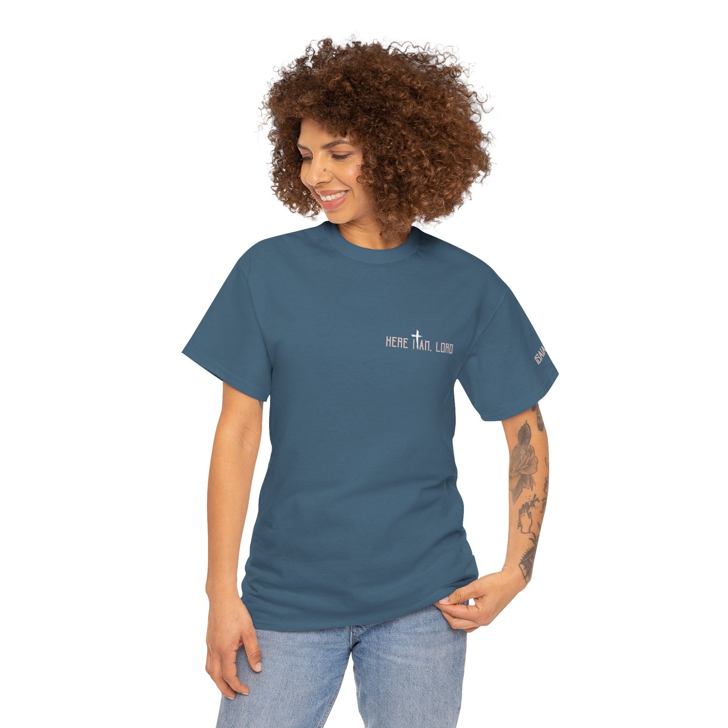 Here I Am Lord Christian T-Shirt | Send Me Back Print Faith Apparel