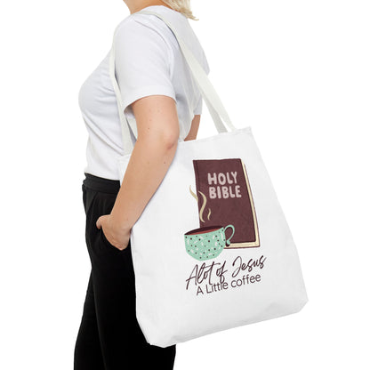 Faith-Inspired Tote Bag - "A Lot of Jesus, A Little Coffee" - Perfect for Church, Gifts, Everyday Use, Bible Study, Christians