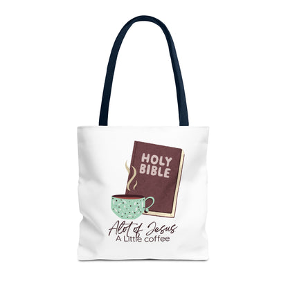 Faith-Inspired Tote Bag - "A Lot of Jesus, A Little Coffee" - Perfect for Church, Gifts, Everyday Use, Bible Study, Christians