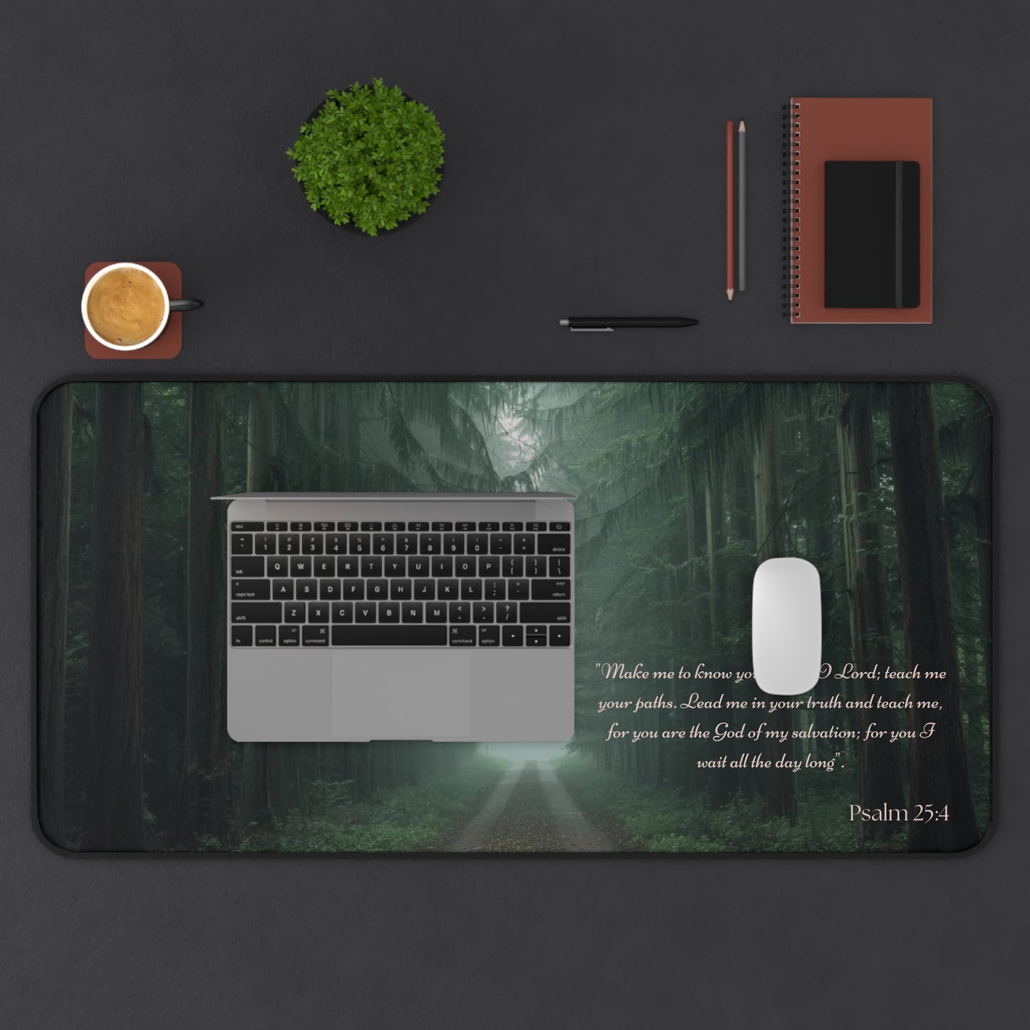 Psalm 25:4 Forest Desk Mat – Guided by Faith