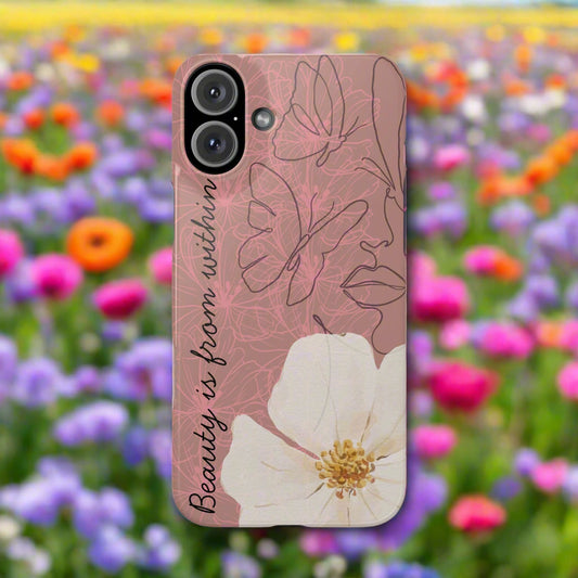 Beauty is from Within, Slim Phone Case, Floral Design, Gift for Her, Cute Phone Accessories, Mother’s Day [...]