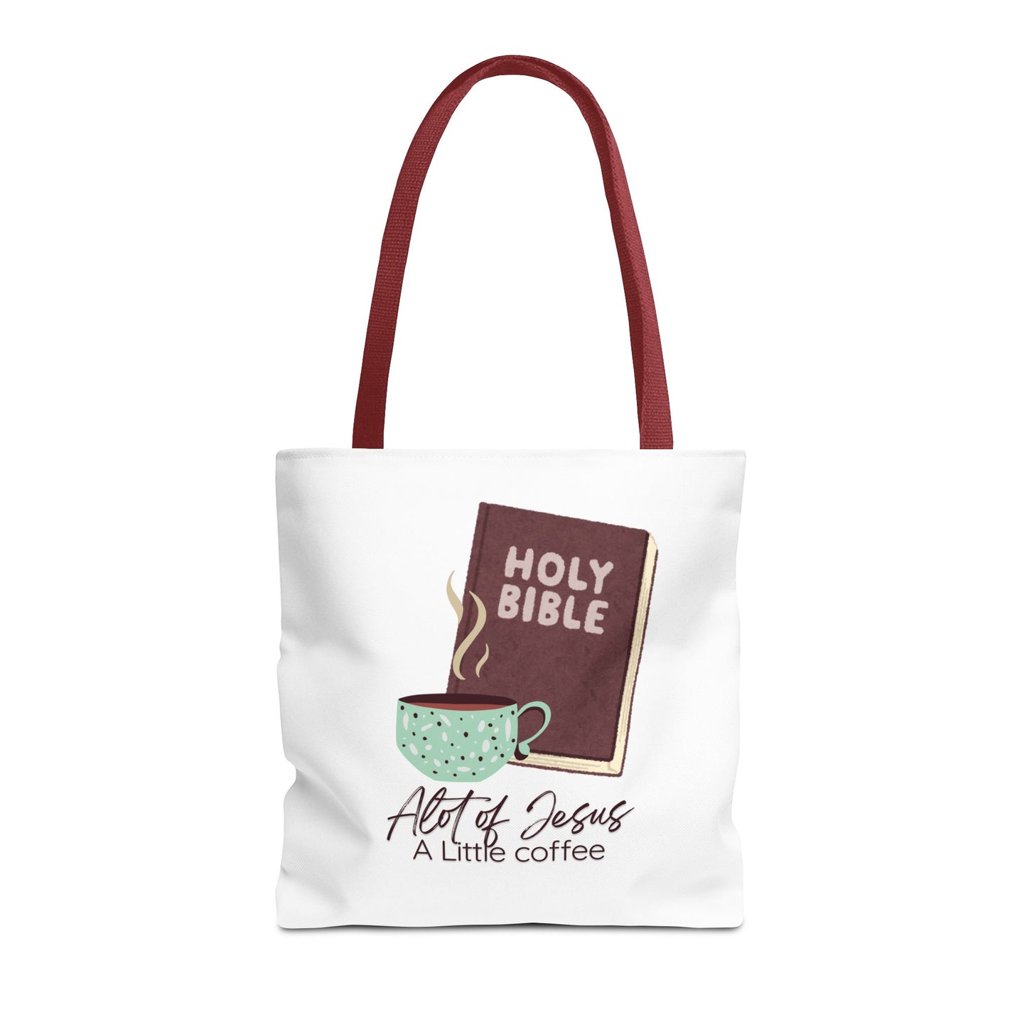 Faith-Inspired Tote Bag - "A Lot of Jesus, A Little Coffee" - Perfect for Church, Gifts, Everyday Use, Bible Study, Christians