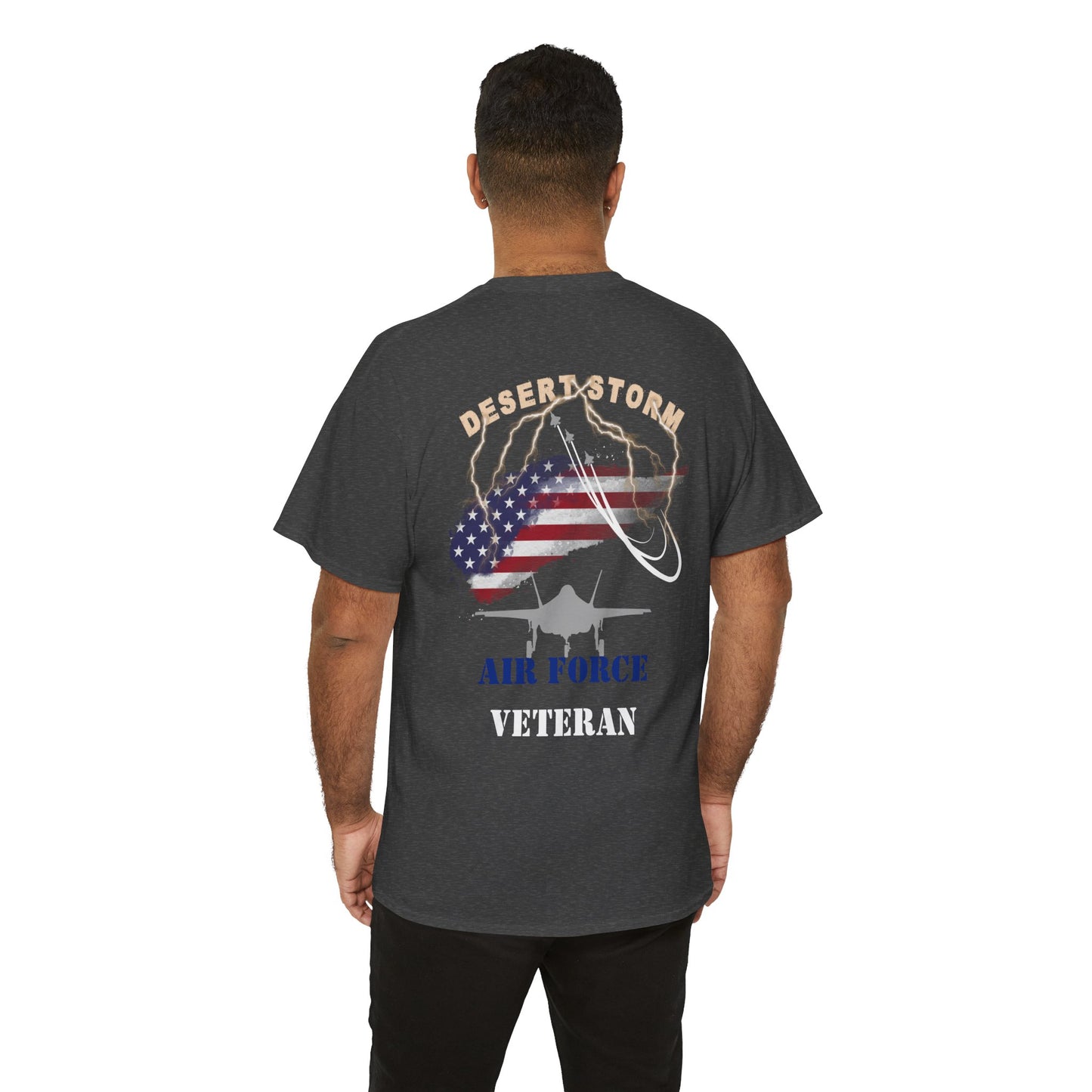 Desert Storm Series Air Force Veteran T-Shirt – “I Became the Storm”  Gulf War Tribute