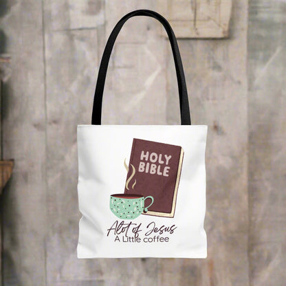 Faith-Inspired Tote Bag - "A Lot of Jesus, A Little Coffee" - Perfect for Church, Gifts, Everyday Use, Bible Study, Christians
