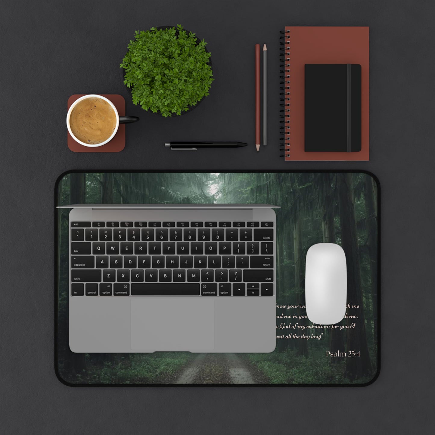Psalm 25:4 Forest Desk Mat – Guided by Faith