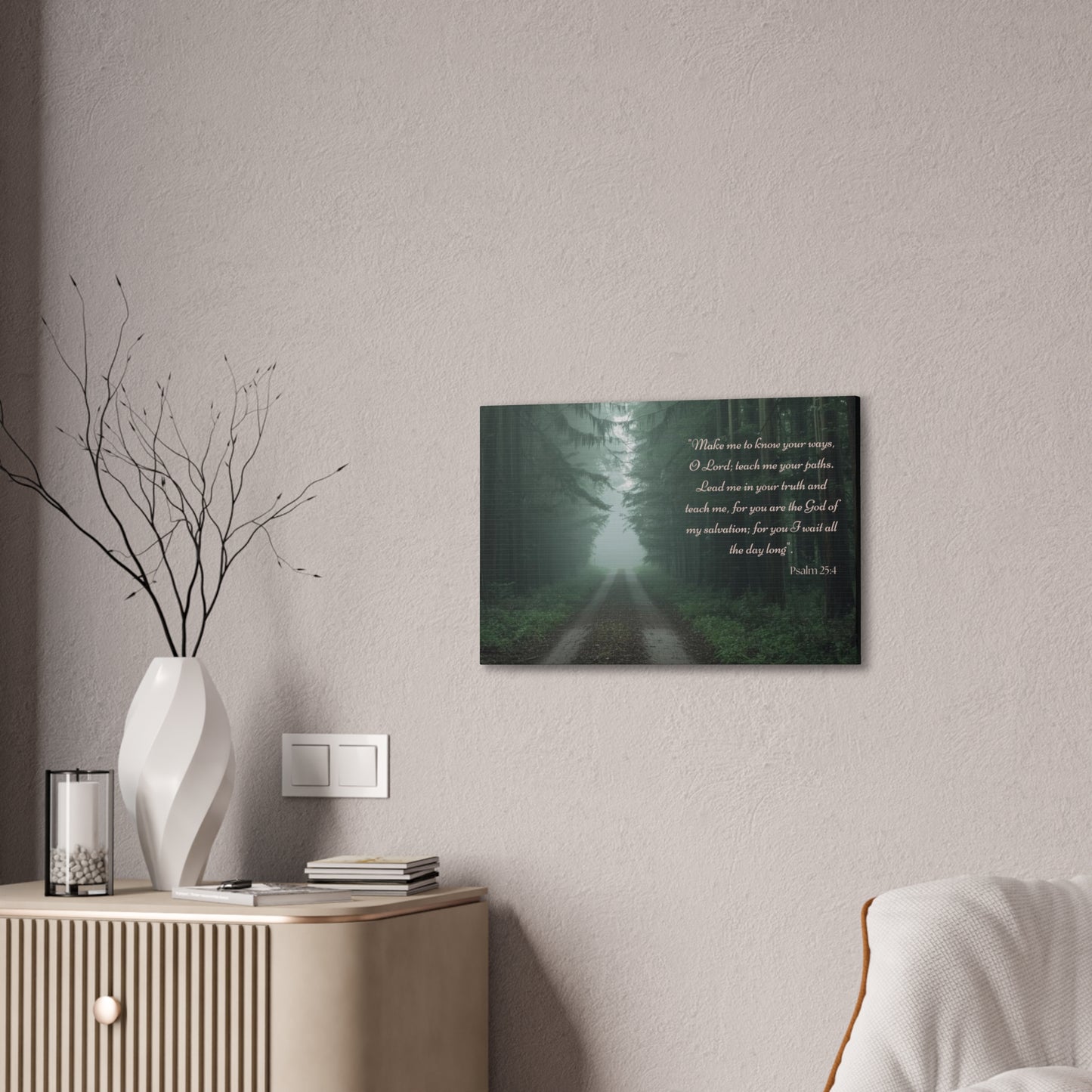 Psalm 25:4 Scripture Wall Art • Christian Canvas Print • Bible Verse Home Decor • Religious Wall Art • Faith Gift • Woodland Nature Decor