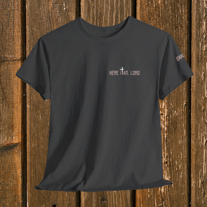 Here I Am Lord Christian T-Shirt | Send Me Back Print Faith Apparel