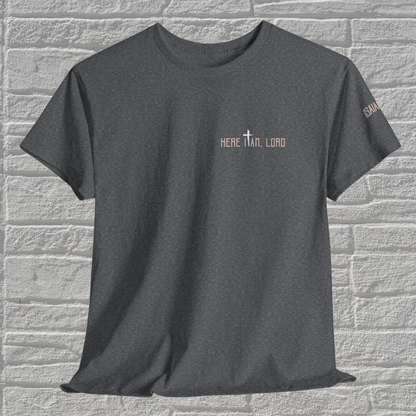 Here I Am Lord Christian T-Shirt | Send Me Back Print Faith Apparel