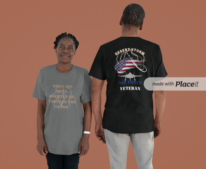 Storm Series Navy Veteran T-Shirt – “I Became the Storm”  Desert Storm Tribute