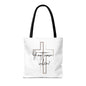 Tote bag with a cross and "If not now...when" printed on the front